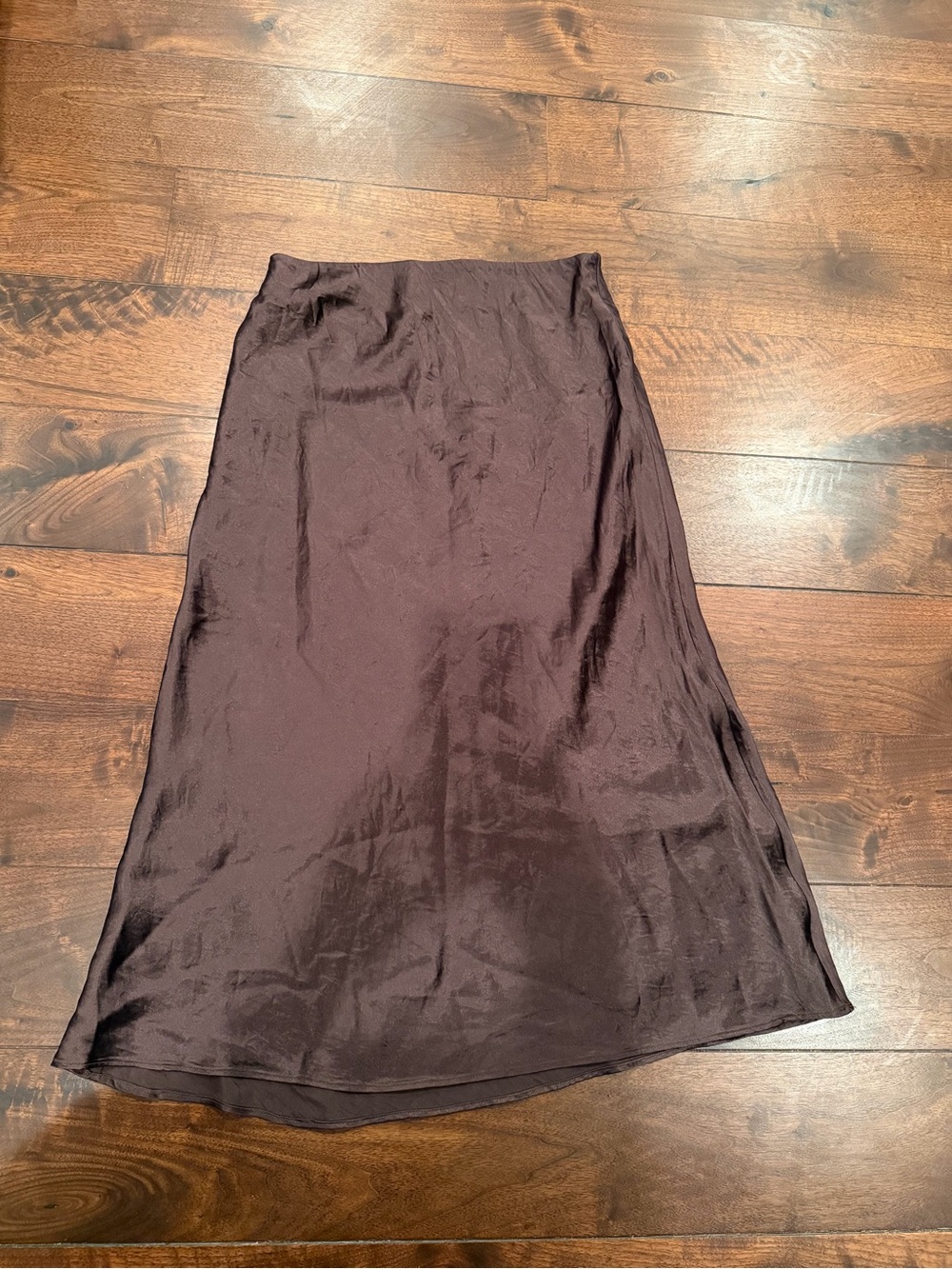 Aritzia Babaton Brown Satin Midi Skirt - Women's Sleek Slip - Picture 2 of 3